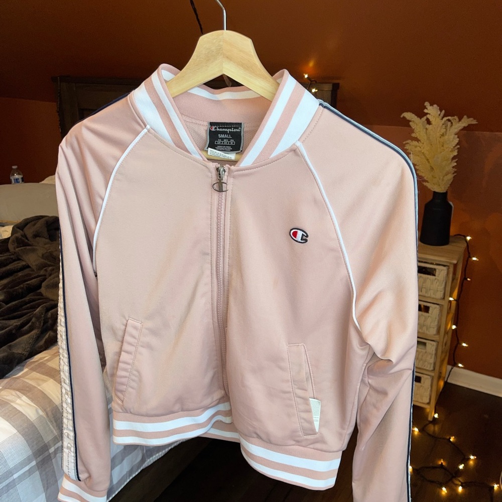 Pink Champion bomber jacket.
